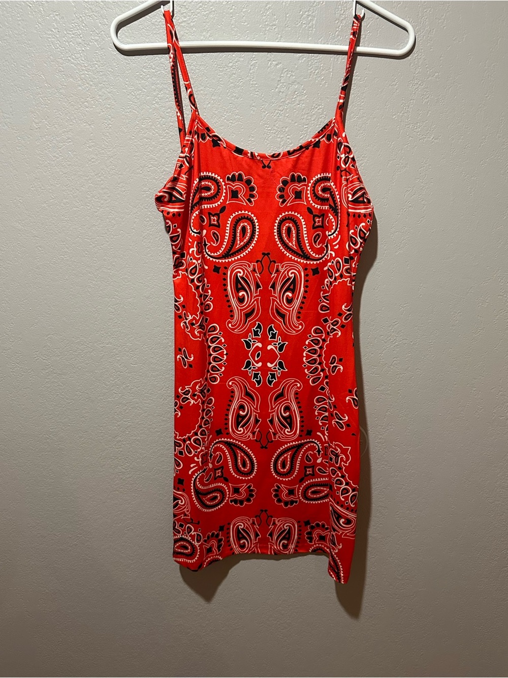 Red Paisley Slip Dress